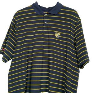 Ralph Lauren RLX Polo Shirt Men XL Golf Course Logo Blue Green Yellow Striped